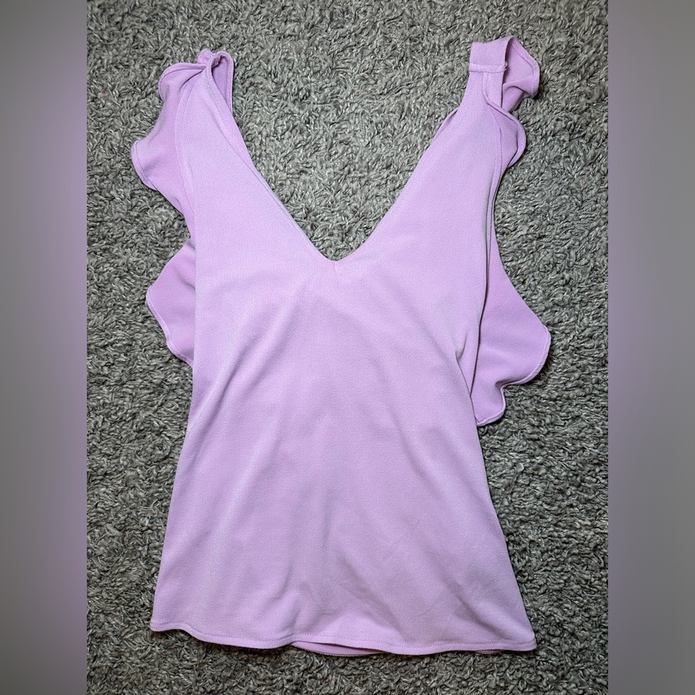 Banana Republic Lavender Ruffle-Trim V-Neck Tank Top